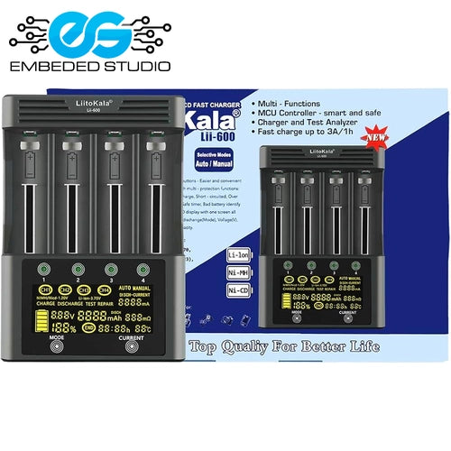 LiitoKala Lii-600 Smart Battery Charger – 4-Bay LCD | 18650 26650 Charger