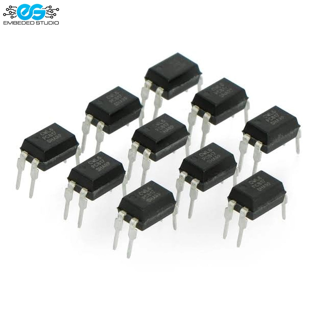 PC817C optocoupler DIP-4 IC chips with black plastic casing and silver metal pins