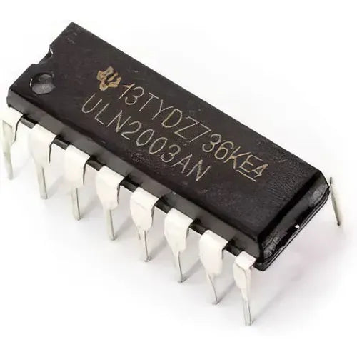 ULN2003 7-channel Darlington transistor array — 500mA, 50V, DIP-16 through-hole