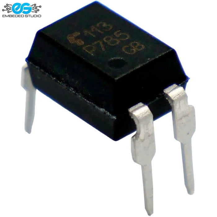 Toshiba TLP785 (P785) single-channel photocoupler integrated circuit in a 4-pin DIP through-hole package showing top markings P785, 113, and GB.