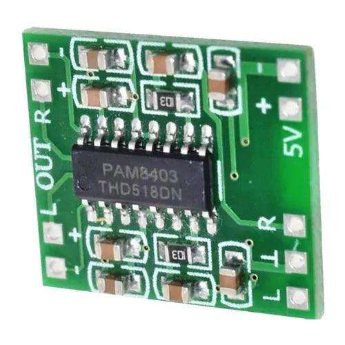 PAM8403 2×3W Class-D stereo amplifier module — 5V USB powered