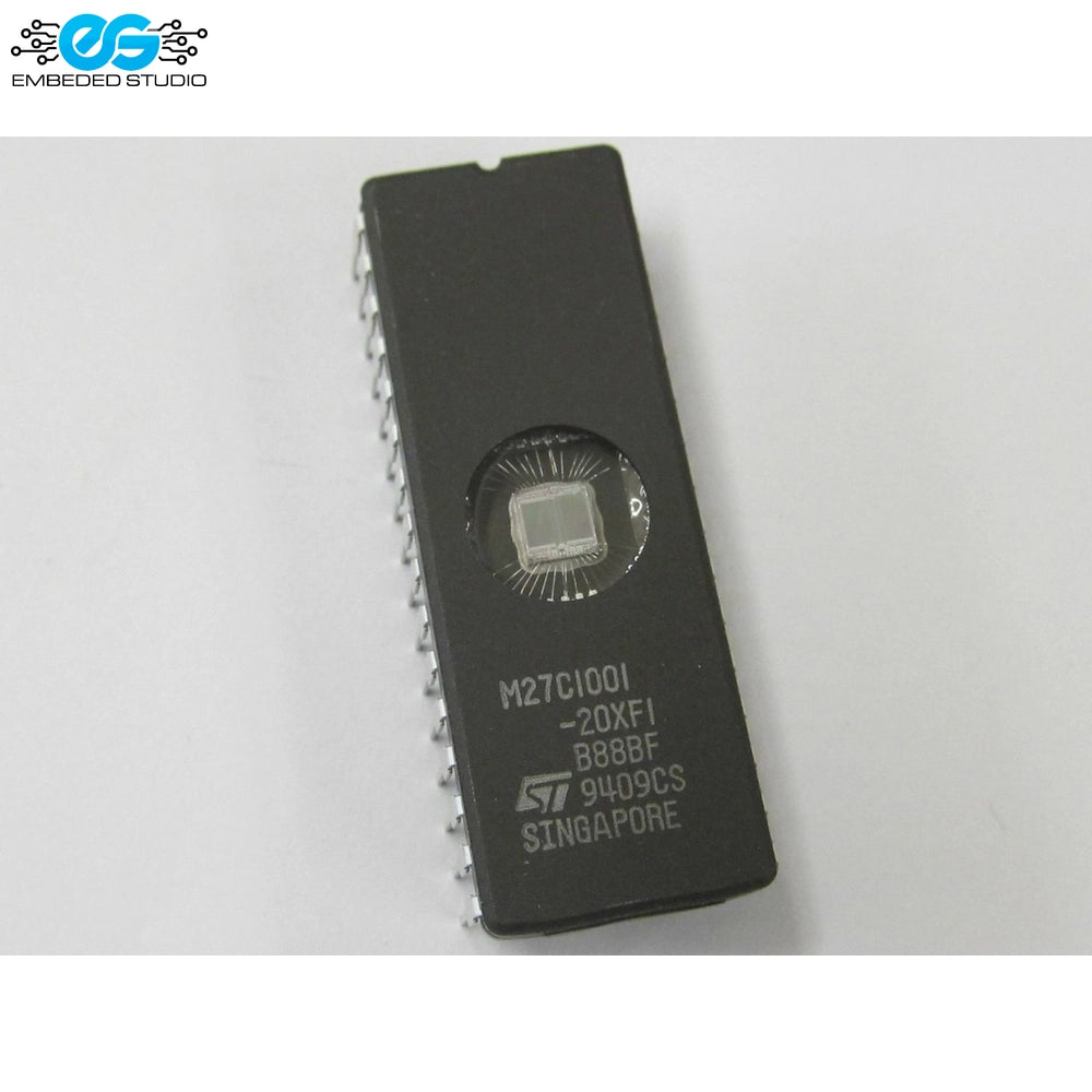STMicroelectronics M27C1001-20XF1 1 Megabit (128K x 8) UV Erasable EPROM IC Memory Chip (DIP-32)