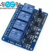 Relay module with multiple relays on a blue printed circuit board