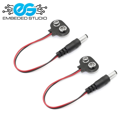 9V PP3 Battery Snap Connector with DC Barrel Jack 5.5mm x 2.1mm for Arduino and DIY Projects