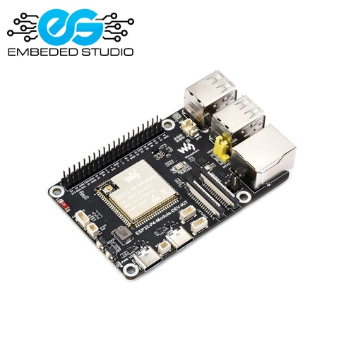 ESP32-P4-M3 dual-core RISC-V development board featuring MIPI-DSI, MIPI-CSI, and USB Type-C ports, with the Embedded Studio logo.