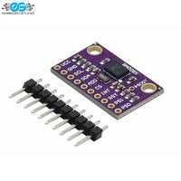 BNO085 9-axis IMU sensor fusion module breakout board with purple PCB, gold-plated header pins, and onboard SH-2 chip.