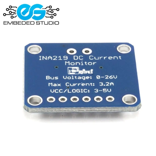 INA219 DC Current Monitor module with Embedded Studio logo on a white background