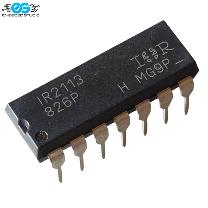 IR2113 high voltage, high speed power MOSFET and IGBT driver integrated circuit in a 14-pin dual in-line DIP package on a white background.