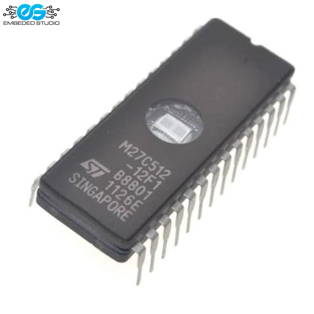 STMicroelectronics M27C512-12F1 512K UV Erasable EPROM IC Memory Chip (DIP-28)