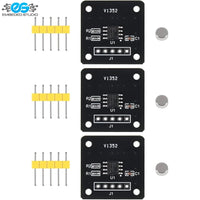 MT6701 magnetic encoder development board module (top and bottom PCB views) with breakout header pins and a small magnetic disk.