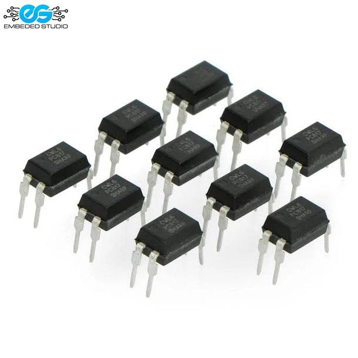 PC817C optocoupler DIP-4 IC chips with black plastic casing and silver metal pins