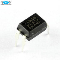Sharp PC817 optocoupler DIP-4 IC chip with black plastic casing, silver metal leads, and Embedded Studio logo