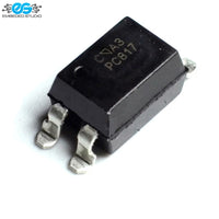PC817 SOP surface mount optocoupler IC chip with black body, Gull Wing leads, and Embedded Studio logo