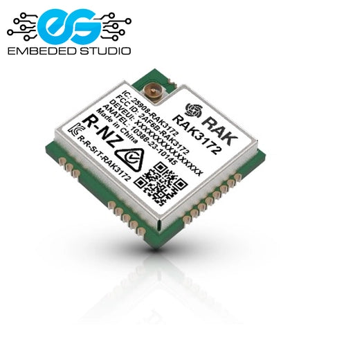 RAK3172 wireless module with Embedded Studio logo on a white background
