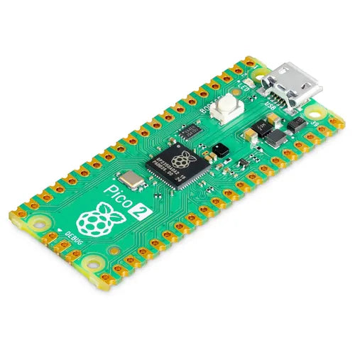 Raspberry Pi Pico 2 microcontroller board featuring the RP2350 chip and a micro-USB port on a white background.