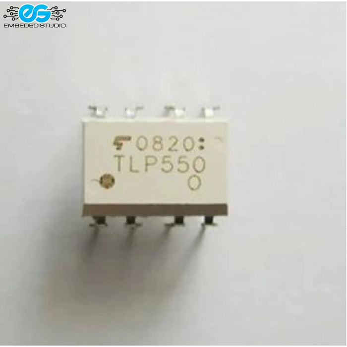 Toshiba TLP550 high-speed photocoupler integrated circuit with transistor output in an 8-pin dual in-line DIP package on a light gray background.