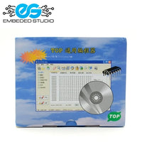 TOP3000 Universal Programmer product box showing the software interface graphics and a software CD, with the Embeded Studio logo on a white background.