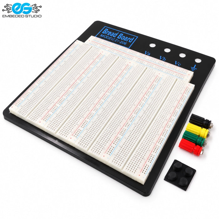 ZY-206 2390 points breadboard with color-coded binding posts and Embeded Studio logo branding